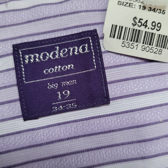 MODENA Men's Stripe Dress Shirt, Size 19 - Picture 4 of 6